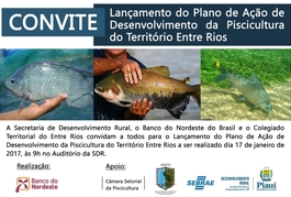 Plano para desenvolver piscicultura no Entre Rios será lançado amanhã (17) na SDR