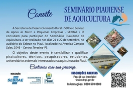 Seminario Piauiense de Aquicultura acontece de 20 a 22 de setembro