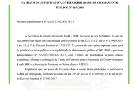 EXTRATO DE JUSTIFICATIVA DE INEXIGIBILIDADE DE CHAMAMENTO PÚBLICO Nº 005 /2018