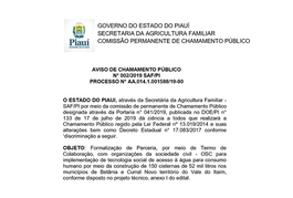 AVISO DE CHAMAMENTO PÚBLICO