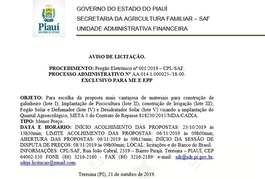 AVISO DE CHAMAMENTO PÚBLICO Nº 001/2019