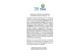 EXTRATO DA JUSTIFICATIVA DE DISPENSA DE CHAMAMENTO PÚBLICO Nº 008/2019 – SAF