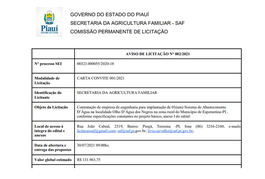 AVISO DE LICITAÇÃO N° 002/2021 PARA CONTRATAÇÃO DE EMPRESA